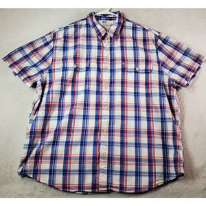 Lucky Brand Shirt‎ Mens 2XL Multi Plaid Cotton Short Sleeve Collared Button Down